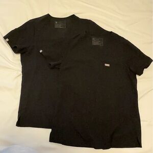 Two Figs Catarina scrub tops in black.